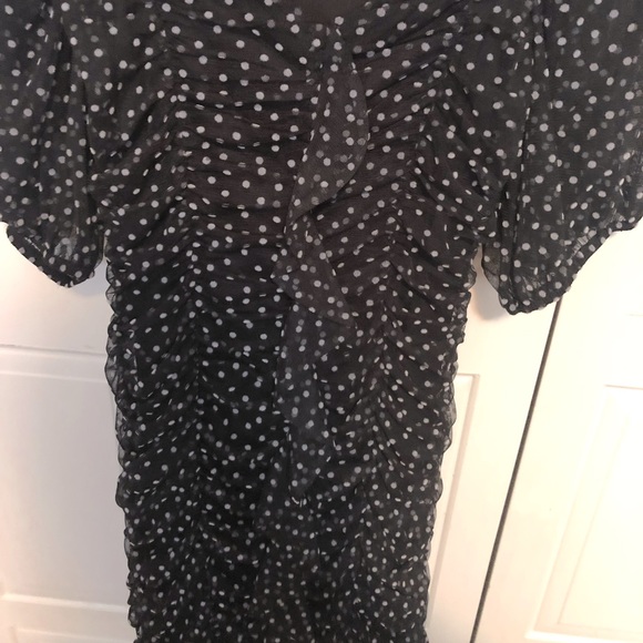 Zara Polkadot Ruched Dress - Picture 4 of 9